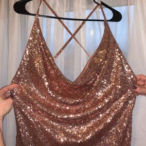 Rose Gold Sequin Mini Dress
